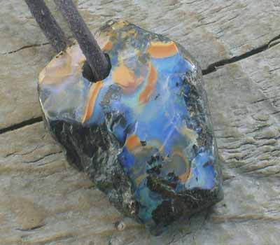Boulder Opal Pendant on Leather Cord 3- large